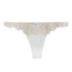 For Love & Lemons Faye Satin Lace Thong Sz S White Nude Bridal